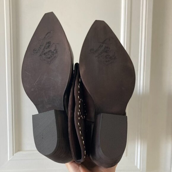 NWOB Free People Jaxon Studded Brown Suede Western Boots - Picture 8 of 9